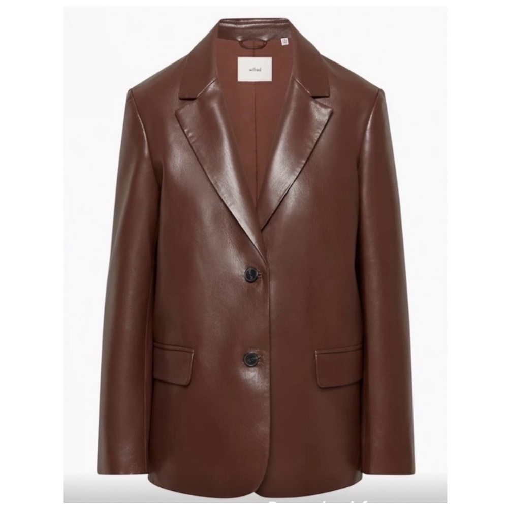 Aritzia Wilfred Memories Blazer - Vegan Leather Brown